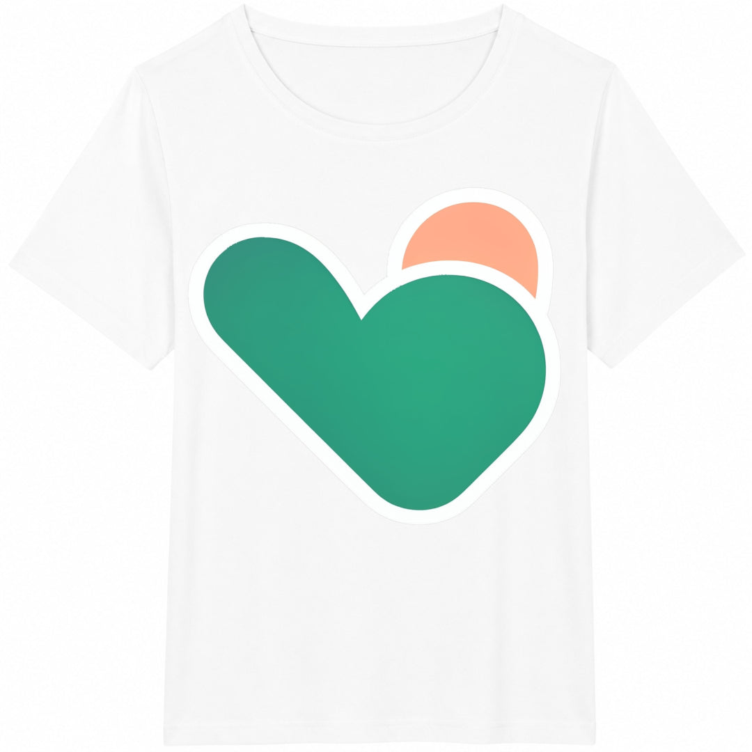 Green And Orange Heart-shaped American Cotton T-Shirt - product view