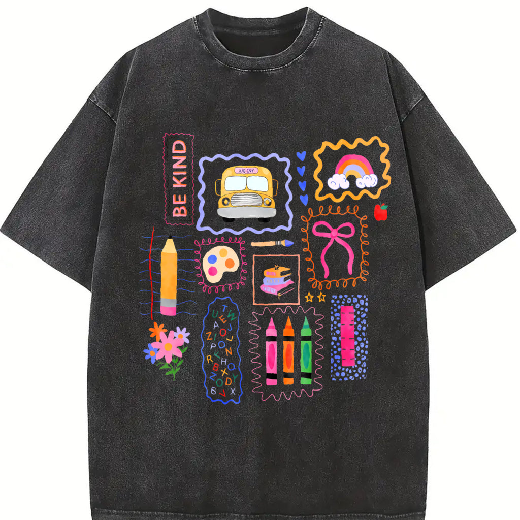 Trendy Teacher Shirt, Colorful Doodle Back To School Tshirt, Preppy Coquette School T-Shirt, Girly Pink Bow Tee, Teacher Gifts