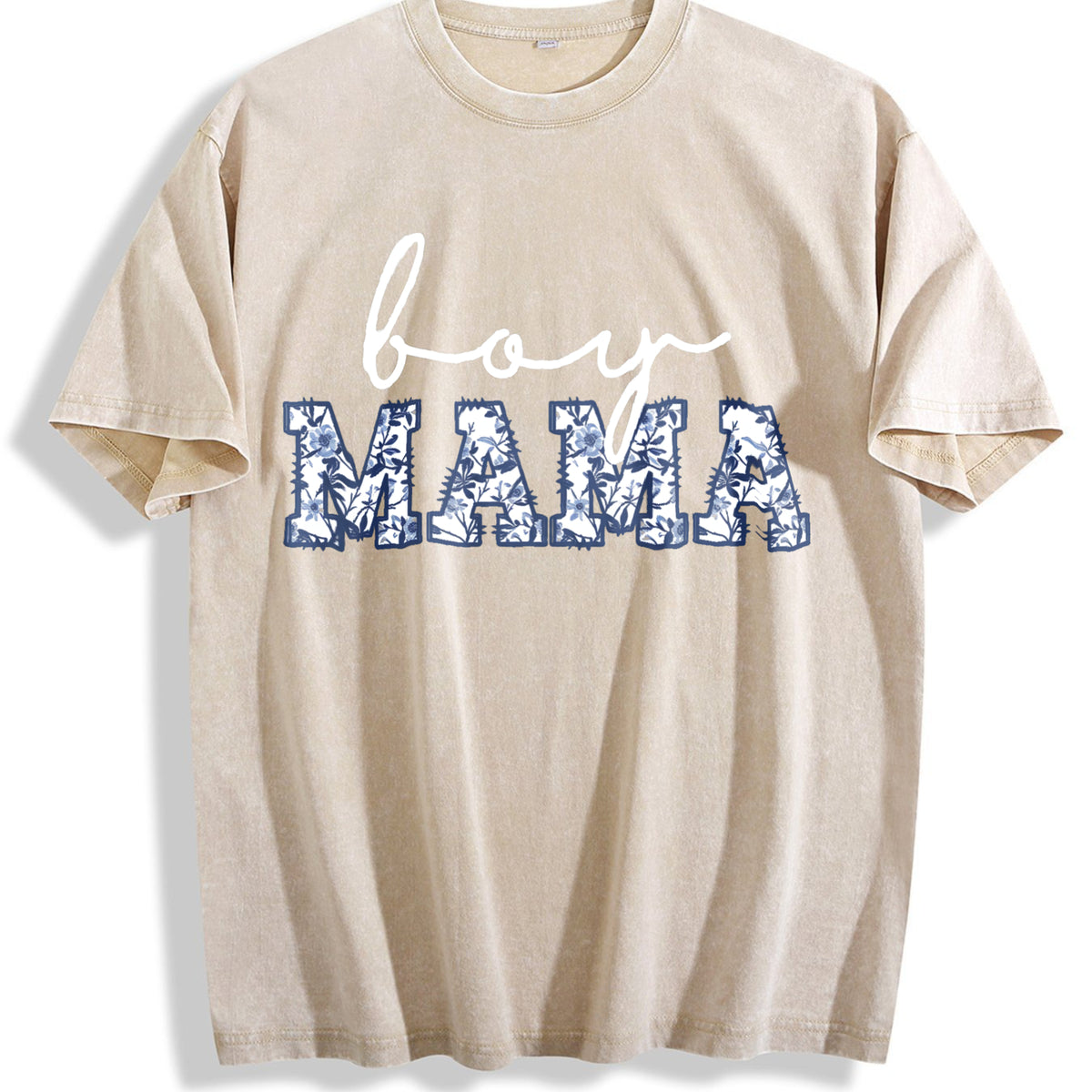 Boy Mama Vintage Washed T-Shirt - Beige