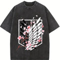 valentine shirts Eren AOT Shirt, Wings of Freedom Washed Tee, Vintage Oversized Graphic, Anime Merch 2025, Soft Menswear Top Casual Fit