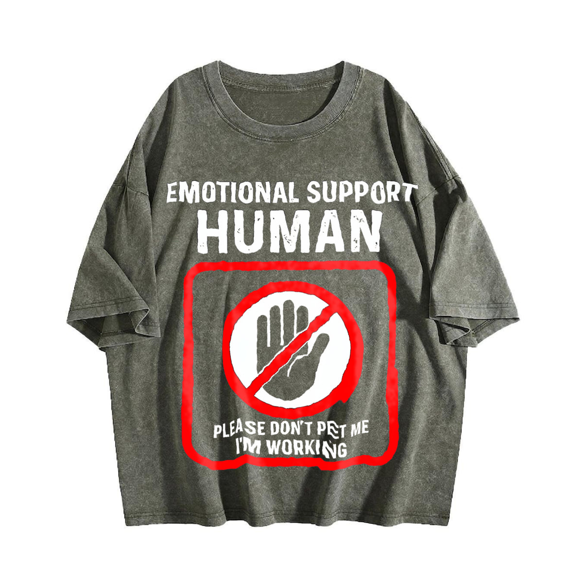 Human Funny Slogan Vintage Washed T-Shirt - product view