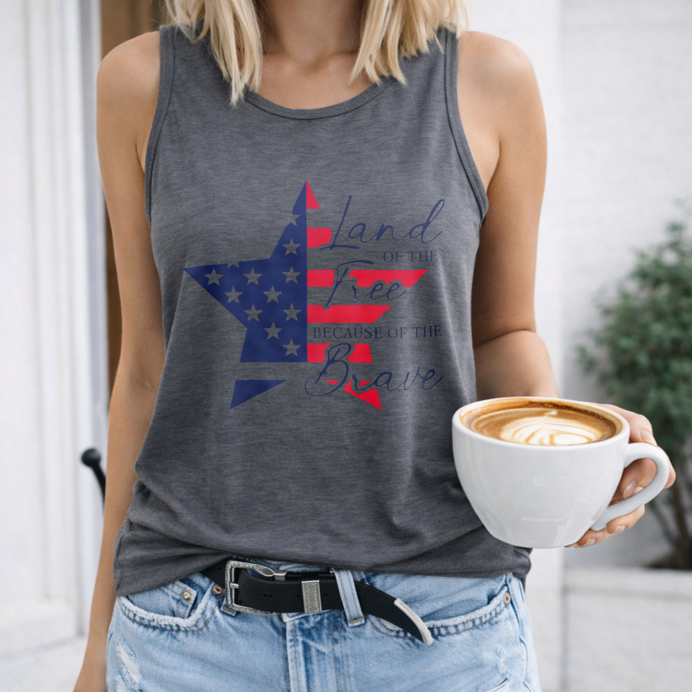 Patriotic Star Flag Land Of The Free Because Of The Brave Women's Tank Top - product view