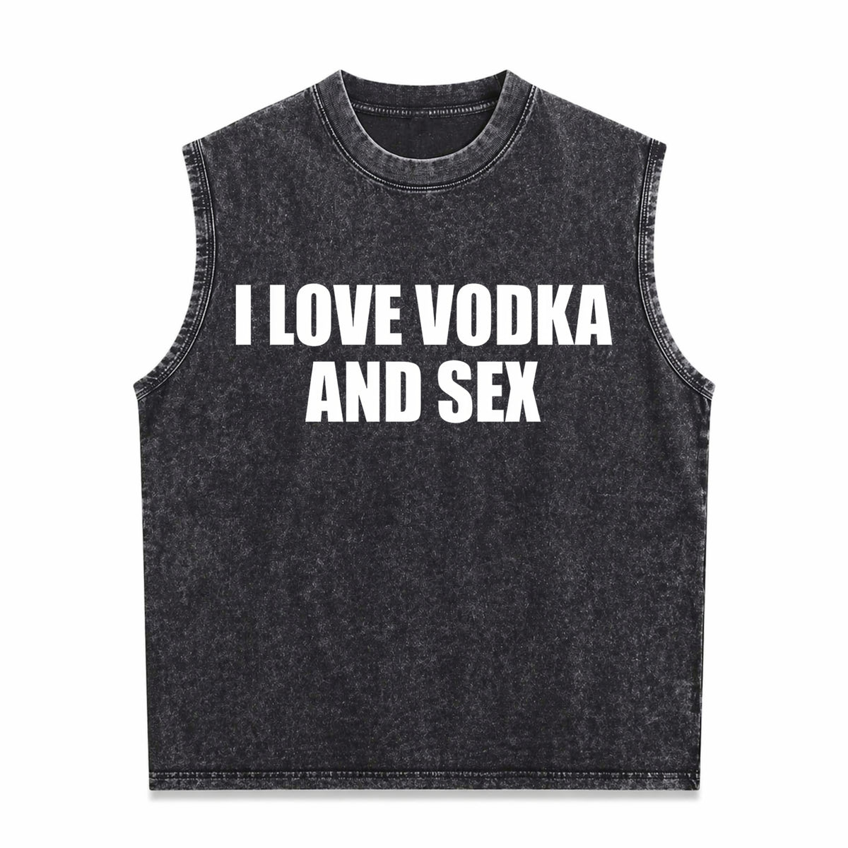 I Love Vodka And Sex Y2K Iconic Funny Meme Club Party Men's Washed Tank Top - Black