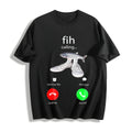 100 Funny Fish Fih With Shoes Is Calling Meme Cotton T-Shirt - Black