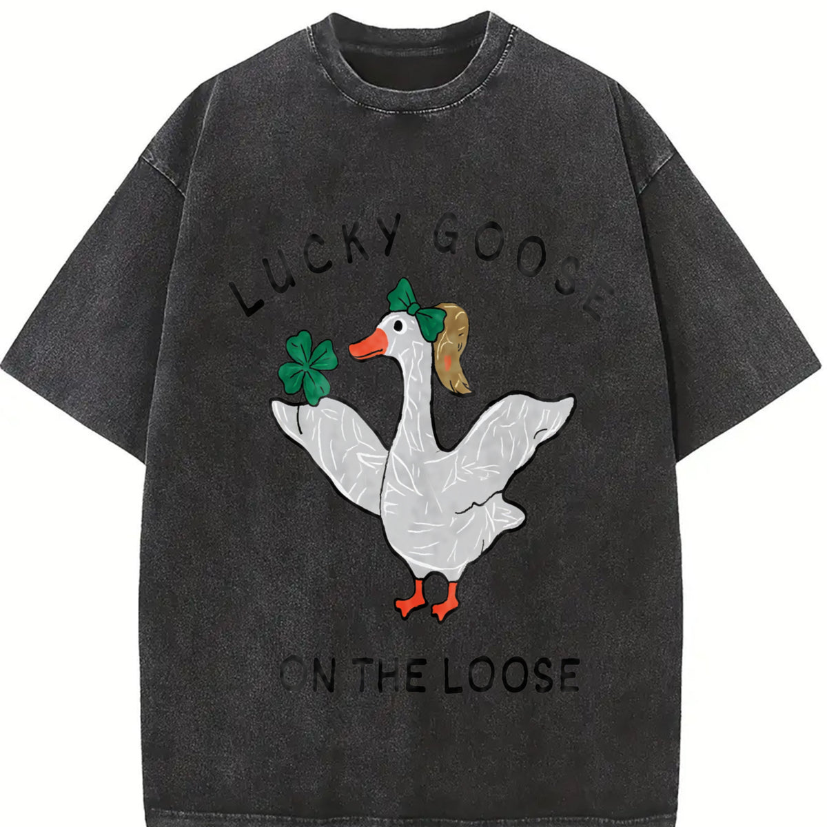 Silly Goose Lucky Tshirt St Patricks Day Shirt, Shamrock Shirt, Four Leaf Clover Cute Patricks Day Shirt,Meme Funny Irish Gift Top Womenswear