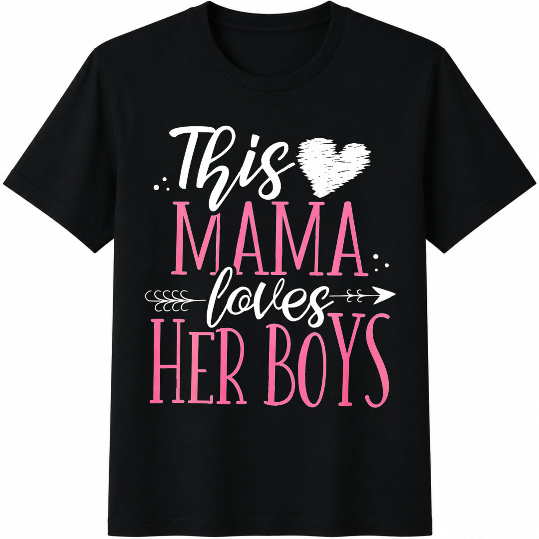 1piece Set-- Mom Loves Her - Birthday Present Cotton T-Shirt - Black