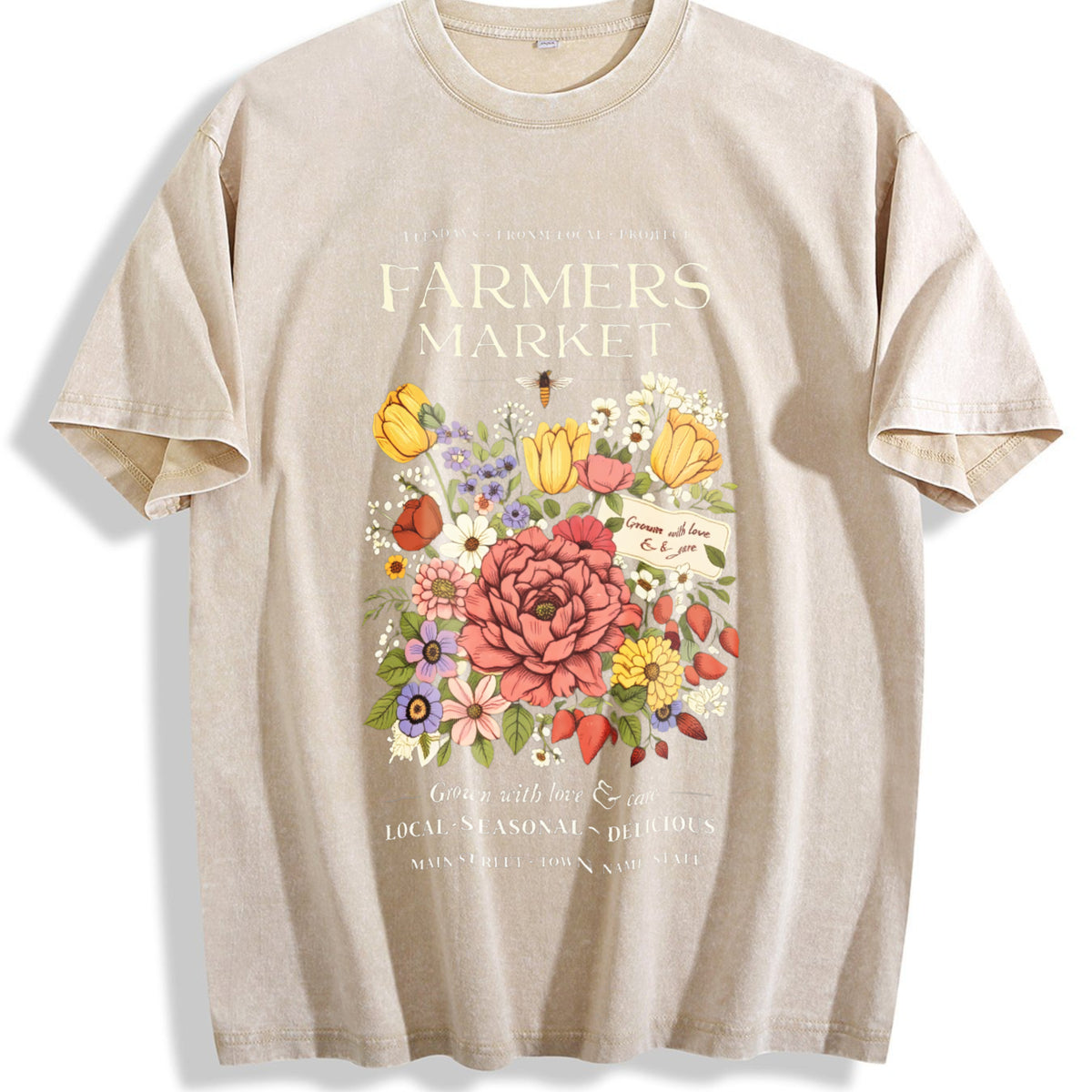 Farmers Market Vintage Washed T-Shirt - Beige