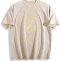 Distressed Gold Graphic Vintage Washed T-Shirt - Beige