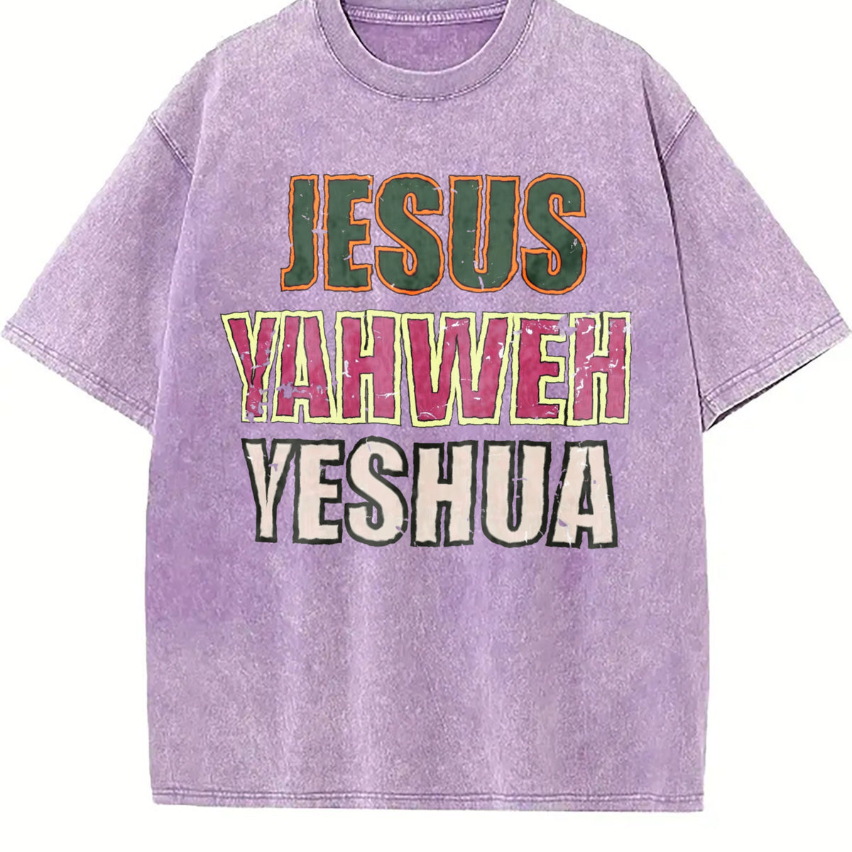 Jesus Yahweh Yeshua Religious Text Vintage Washed T-Shirt - product view