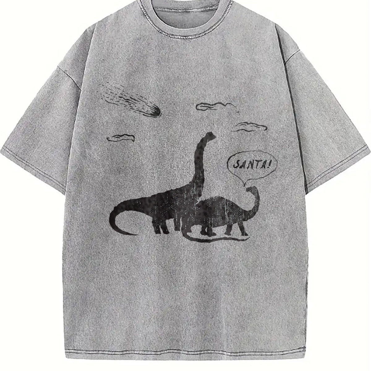 Santa Dinosaurs Funny Xmas Dino Meteor Extinction Joke Vintage Washed T-Shirt - product view