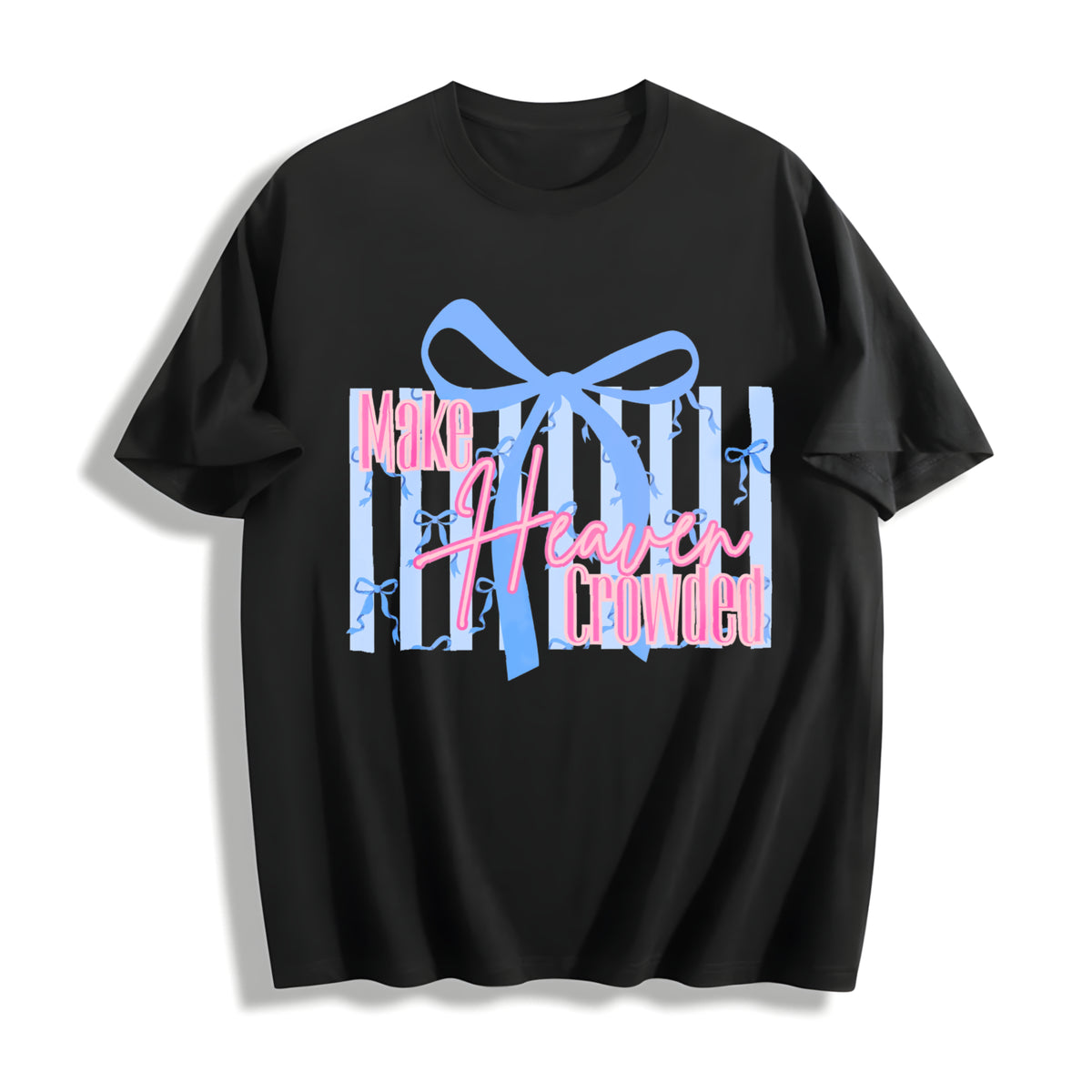 Make Heaven Crowded Bow Cotton T-Shirt - Black