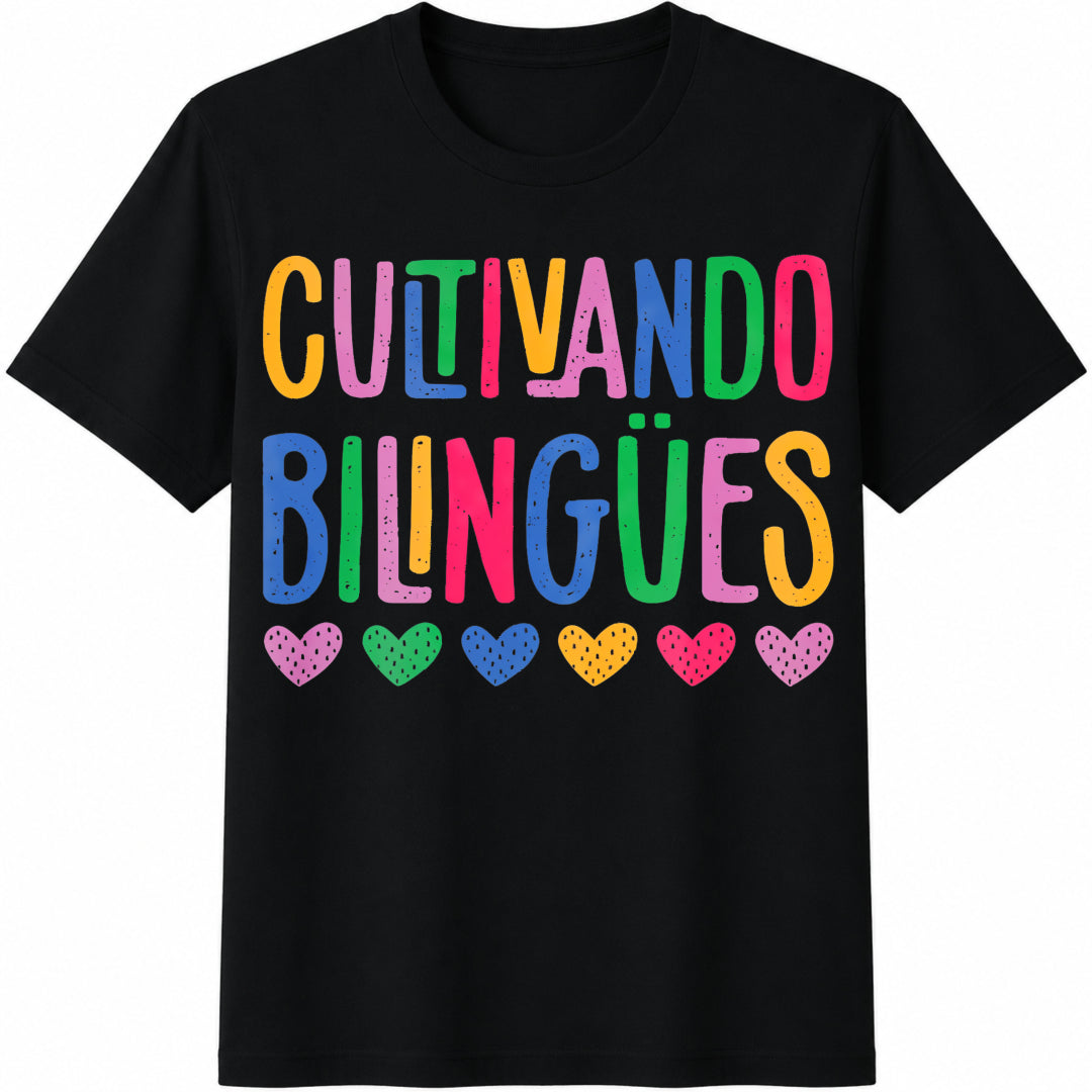 Spanish Alphabet & - Letter - Spanish Language Learning Cotton T-Shirt - Black