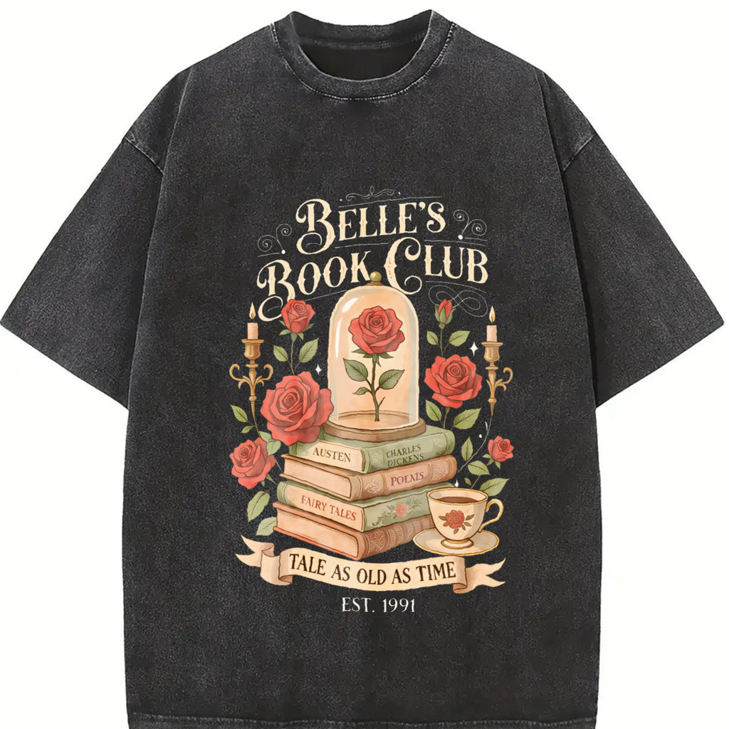 Comfort Colors Retro Belle's Book Club Shirt, Tale As Old As Time Belles Book Cafe Shirt, Princess Belle Shirt, Book Lover Gift, Reader Tee
