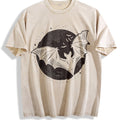 Bats Moon 90s Vintage Washed T-Shirt - Beige