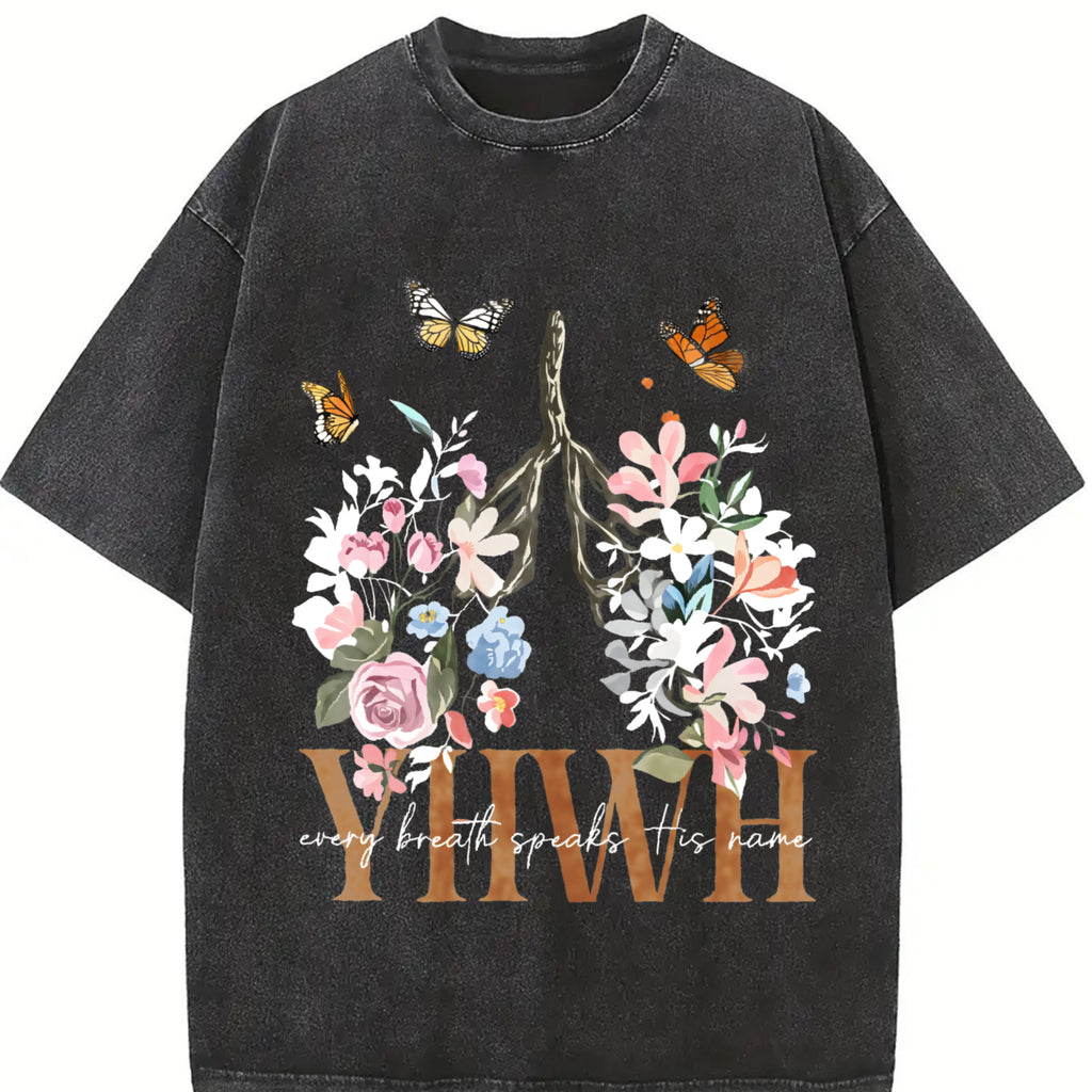 [ Sale Up To 65% ] Comfort Colors YHWH Shirt , Yahweh Womens Shirt Floral Christian Shirt , Floral Lungs Sweatshirt Christian Shirt , YHWH Breathe, Cotton, Classic Design