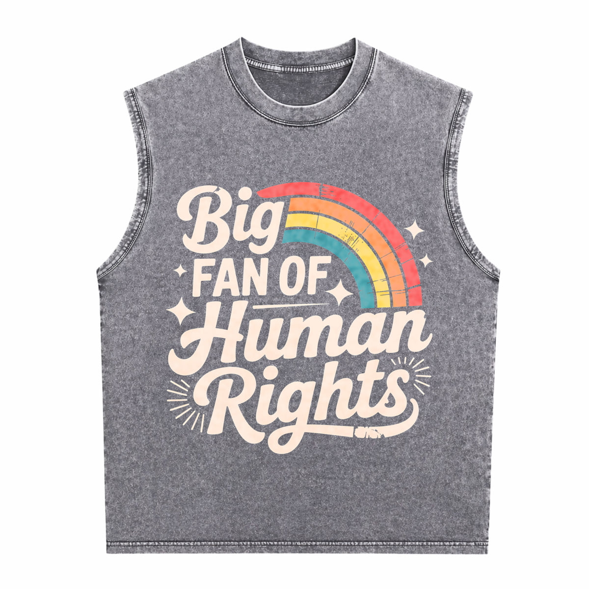 Big Fan Of Human Rights - Rainbow Men's Washed Tank Top - product view