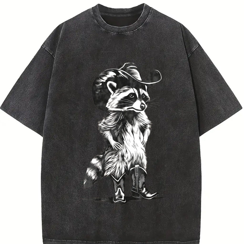 Western Raccoon Tshirt, Retro Cowboy Racoon Graphic Tee, Cute Oversized Tshirt, Funny Raccoon Meme T-Shirt, Retro Funny Shirt, Top Womenswear Summer