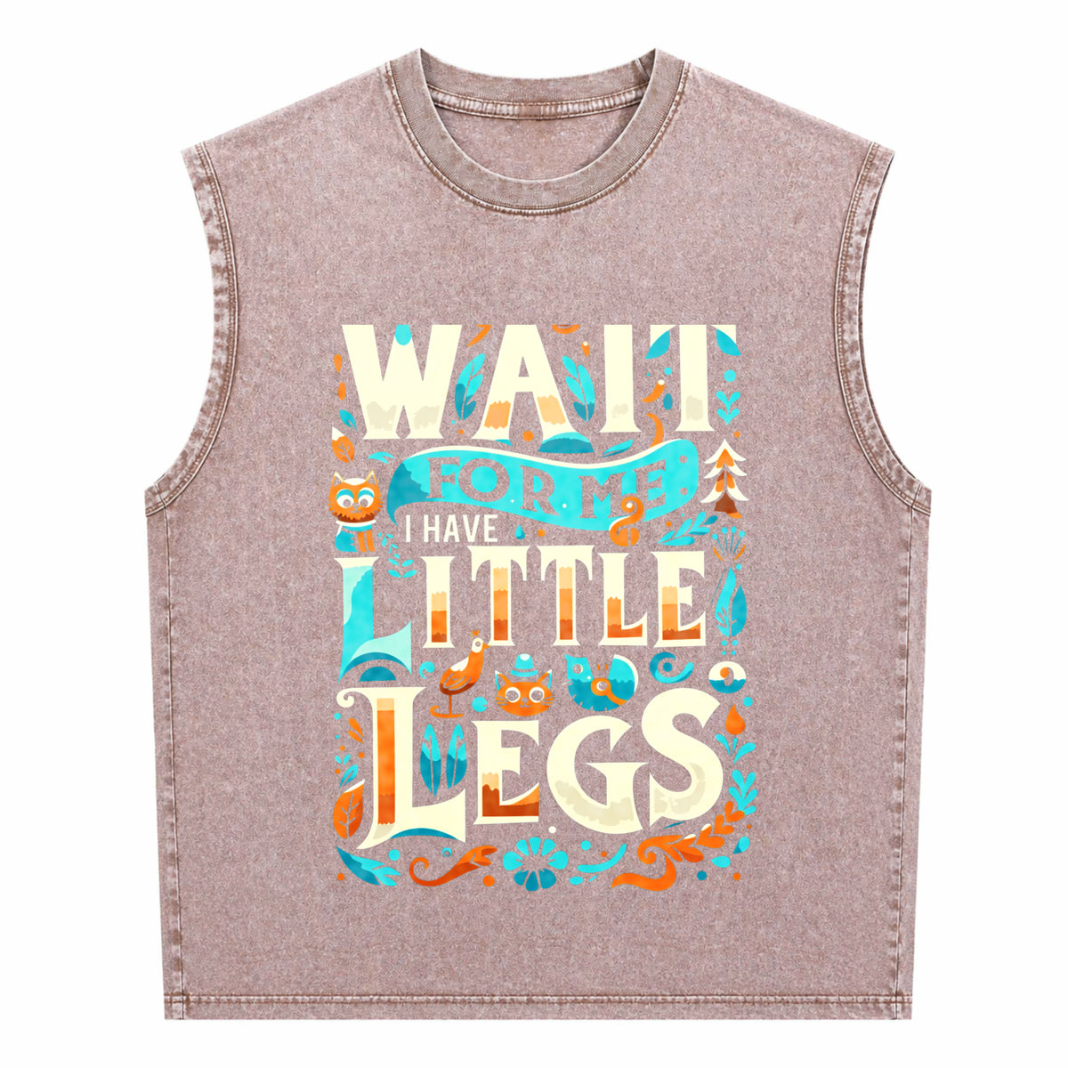 Cozy 'wait For Me I Have Little Legs' For Short Guys Men's Washed Tank Top - product view