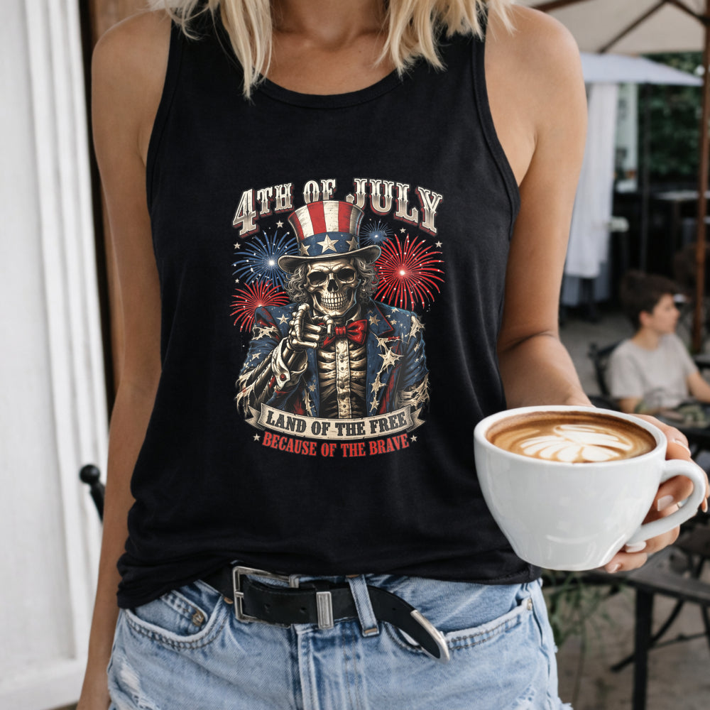 4th Of July Skeleton Women's Tank Top - Black
