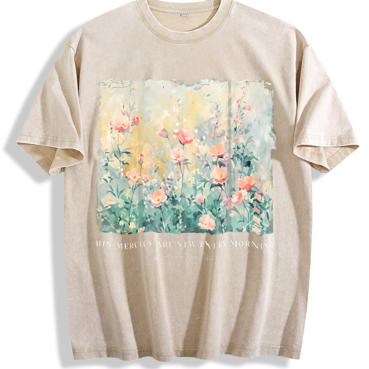 Christian His Mercies Are New Every Morning Bible Verse Vintage Washed T-Shirt - Beige