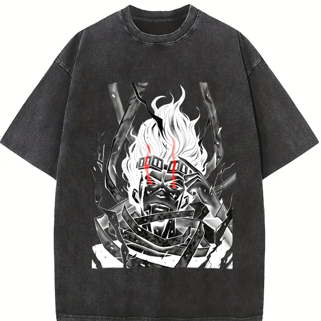 Shota Aizawa My Hero Academia Anime Double Printed Vintage Washed Tee Unisex Oversize Anime Manga Washed Heavyweight Cotton T-shirt boyfriend  tees