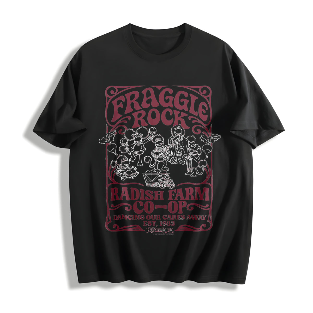 Funny Fraggle Rock For - Cute Jim Henson's Licensed Ladies Cotton T-Shirt - Black