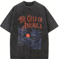 Women's The Gulf Of America Print Round Neck Tee, Casual Short Sleeve Crew Neck T-shirt for Summer, Fashion Women's Top for Daily Wear, Streetwear, Casual Loose Tee