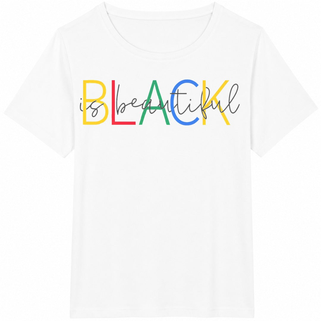 Colorful Black Beauty Letter Cotton T-Shirt - product view