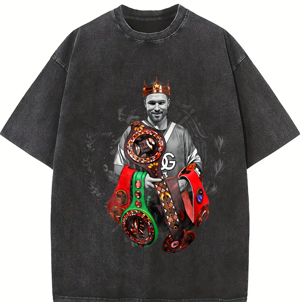 Alvarez The Undisputed King Mexico Goat Of Boxing Vintage Style Graphic Design T-Shirt Cotton Menswear