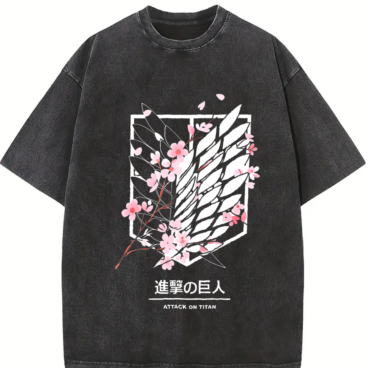 Attack On Titan Anime Unisex Tee | Wings Of Freedom AOT Shirts - Eren Acid Wash Shirt Graphic Tee Casual Menswear Soft Top Sweater, Hoodie | AOT Streetwear Style Tee