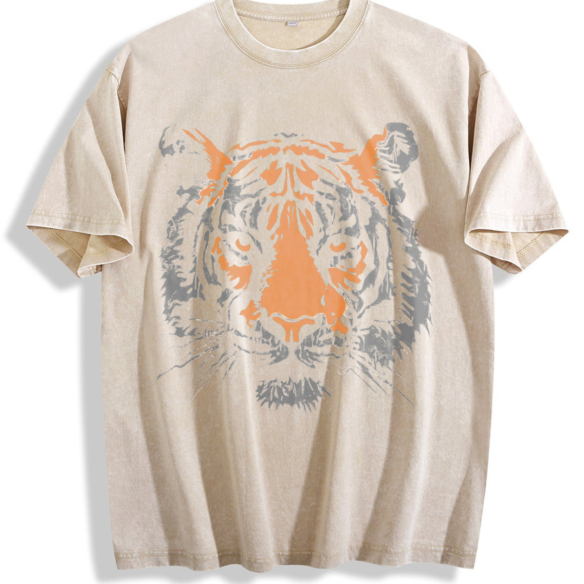 Tiger Vintage Washed T-Shirt - Beige