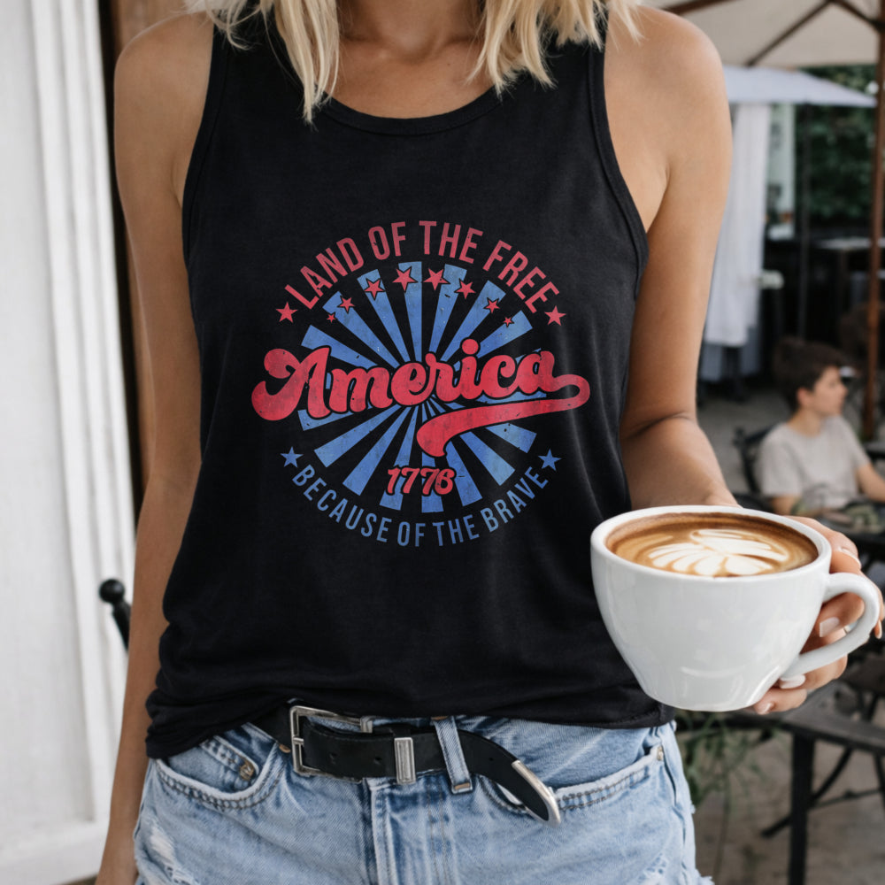 Land Of The Free Because Of The Brave Women's Tank Top - Black