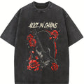 Alice In Chains band t shirts Washed Tee, vintage clothing rock concert outfits, Oversize Streetwear Heavy Cotton Top, Unisex Alternative Metal Concert grunge clothes
