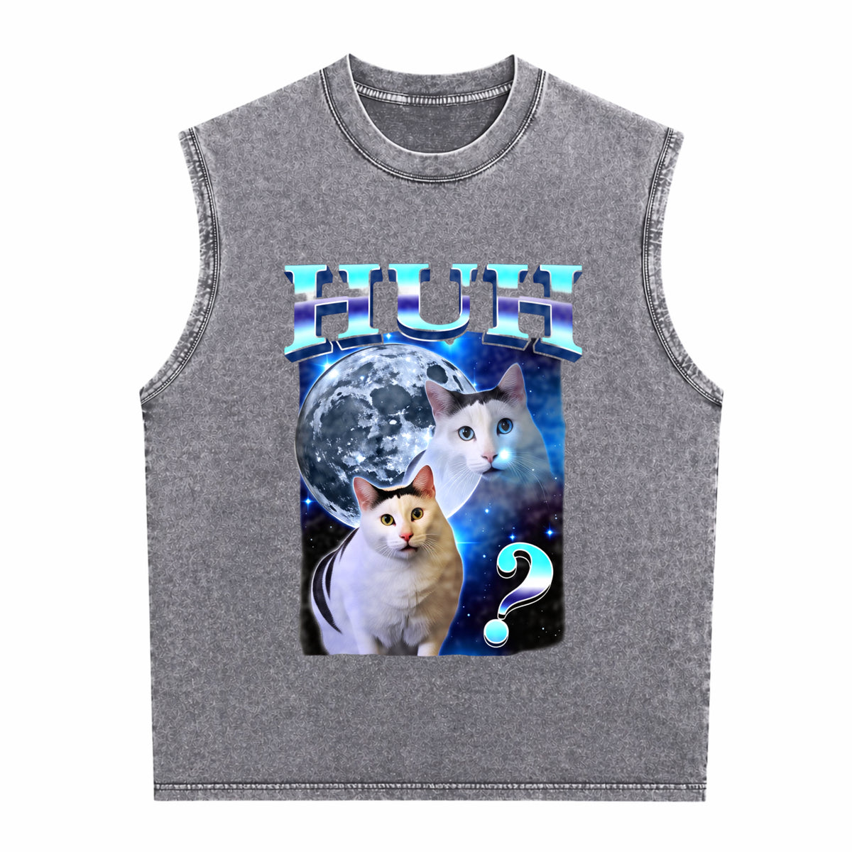 Funny Cat Meme Men's Washed Tank Top - product view
