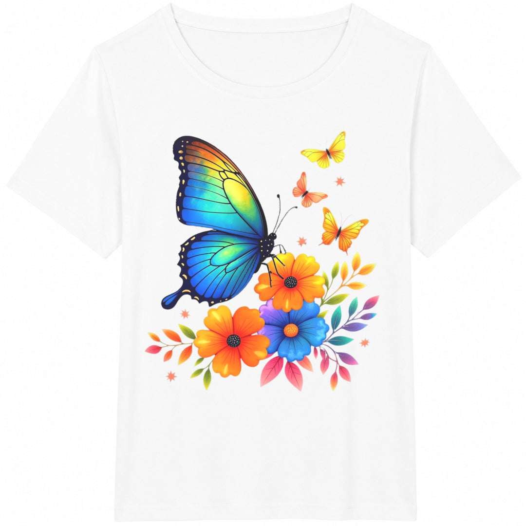 1-piece--for - For - Colorful Butterfly And Floral Cotton T-Shirt - product view