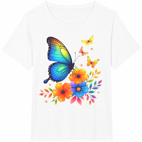 1-piece--for - For - Colorful Butterfly And Floral Cotton T-Shirt - product view