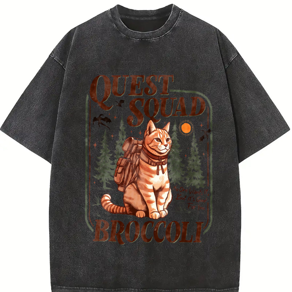 Onyx Storm Quest Squad Broccoli Comfort Colors Shirt, Fourth Wing Shirt, Broccoli Cat TShirt, Ridoc Romantasy Fan Shirt, Dragon Rider Tee