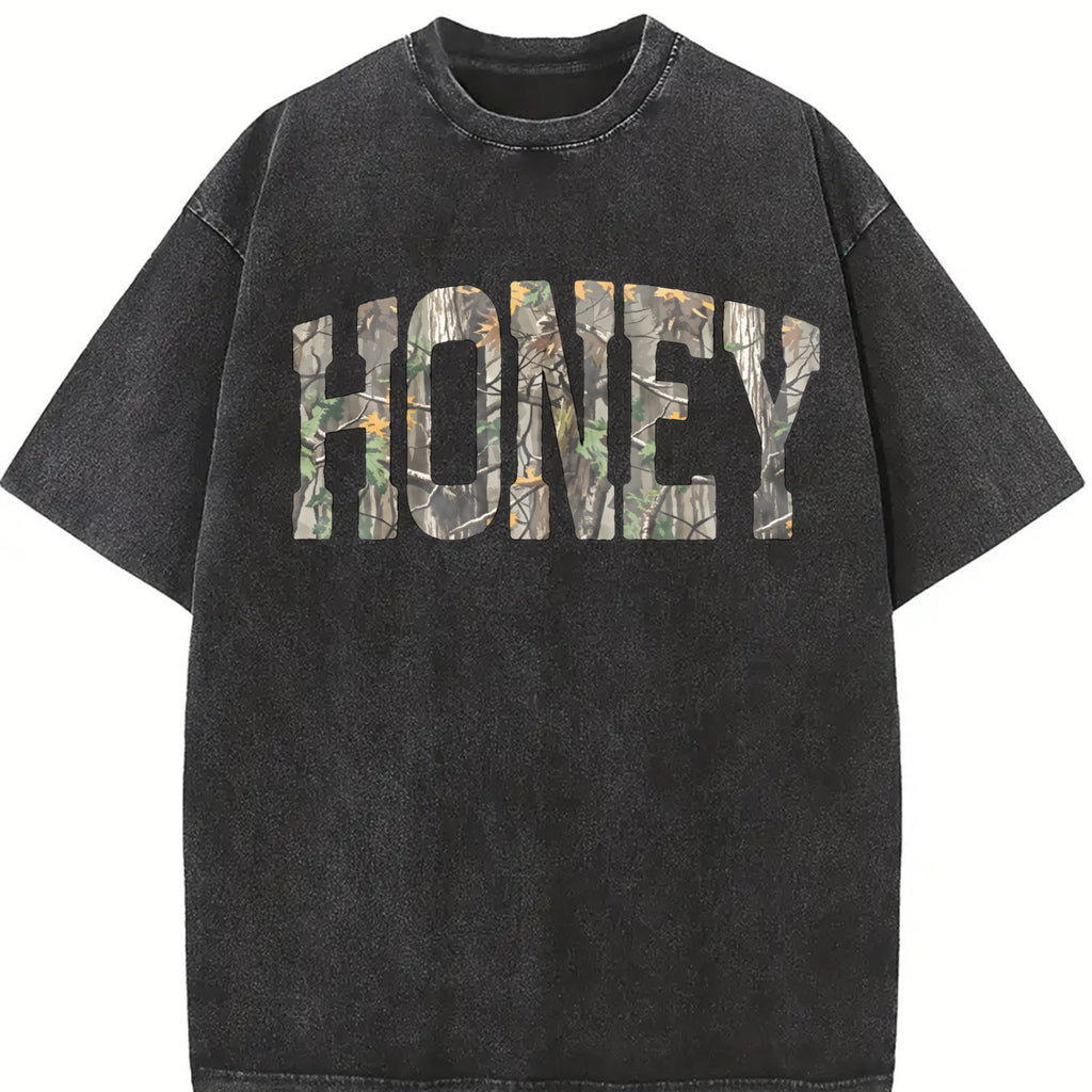 Comfort Colors Retro Camo Western T-Shirt, Honey Retro Camo Country Distressed Cowboy Quote, Camouflage Shirt, Western Concert Tee, Southern T-Shirt
