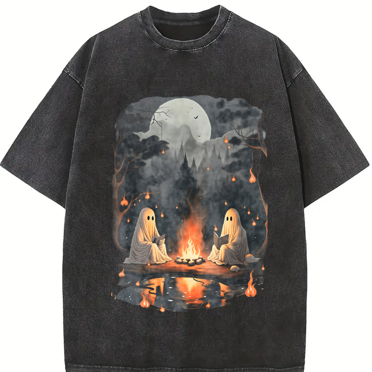 Teacher Halloween Comfort Colors Shirt, Ghost Book Reading Camping Shirt, Read More Books, Ghosts Reading Shirt, Camping Halloween Shirt