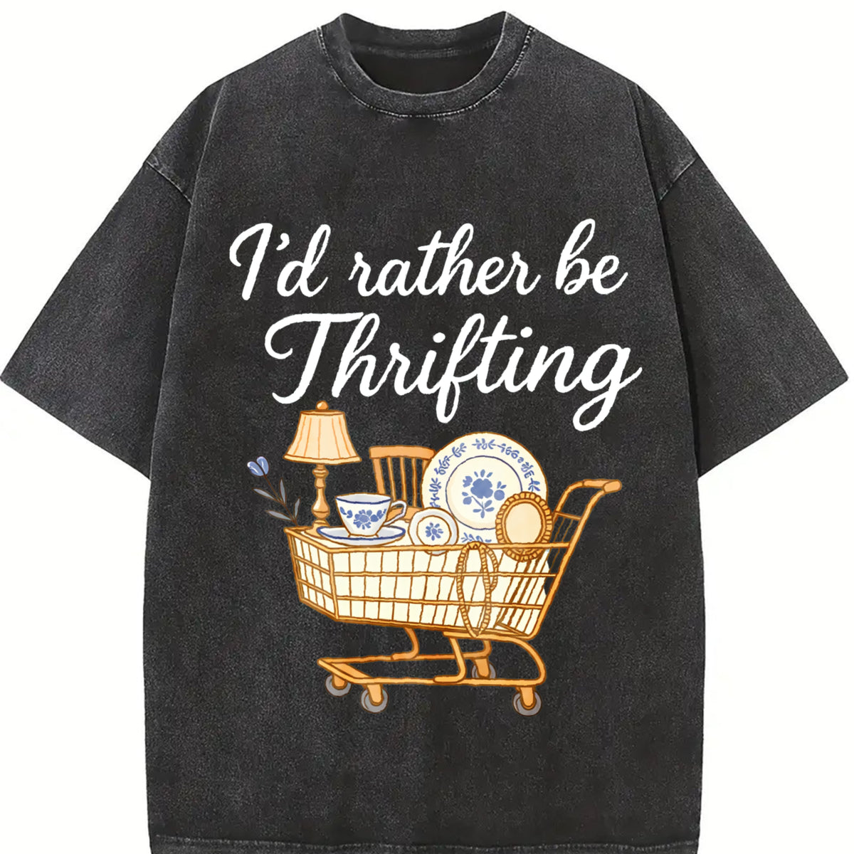 Comfort Colors I’d Rather Be Thrifting Shirt, Thrift Aesthetic Shirt, Blue And Gold Vintage Sweater, Retro Thrifting Graphic Tee, Boutique Style