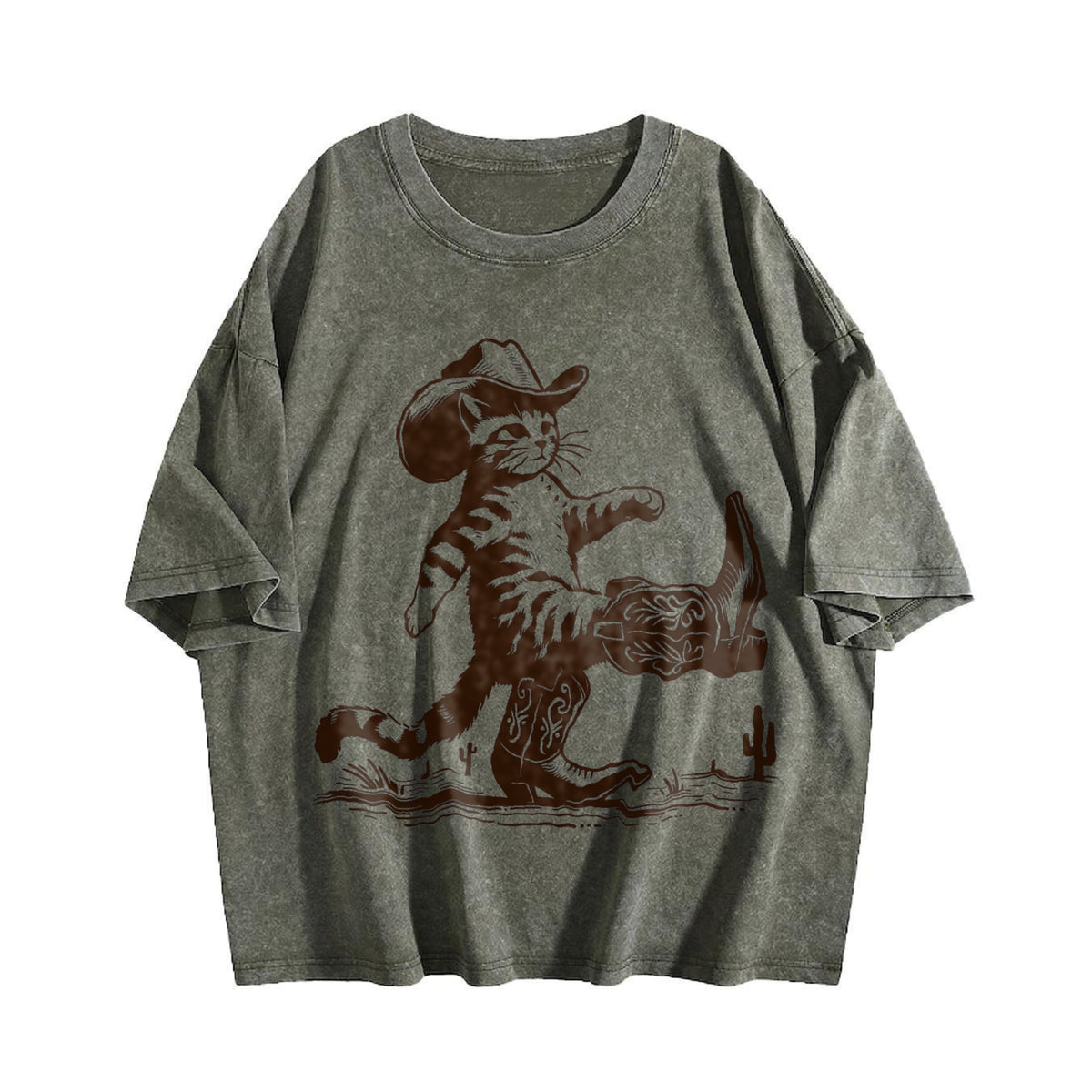 Cowboy Cat Vintage Washed T-Shirt - product view