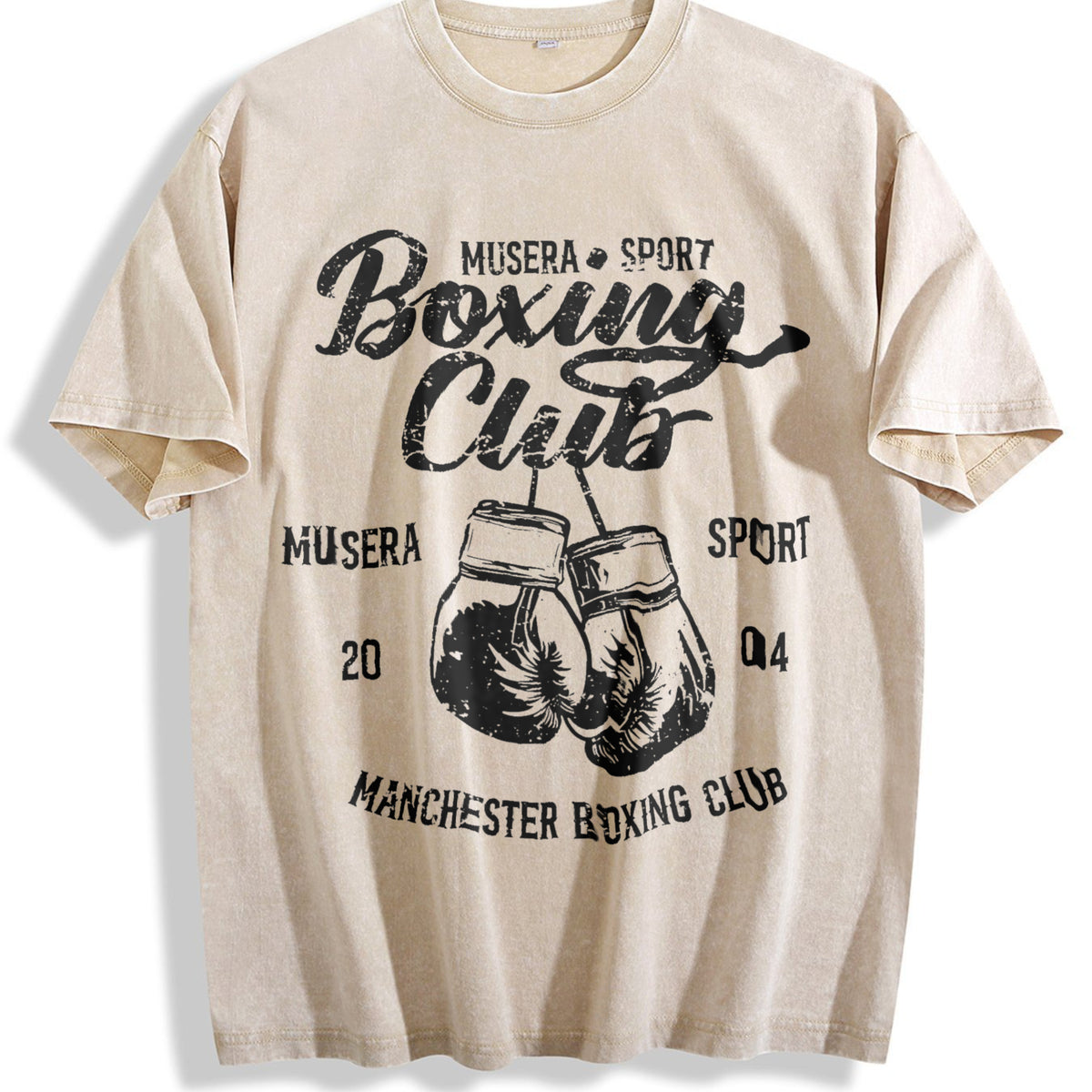 Boxing Club Manchester 2004 Vintage Washed T-Shirt - Beige