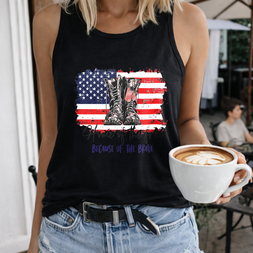 Home Of The Free Because Of The Brave Women's Tank Top - Black