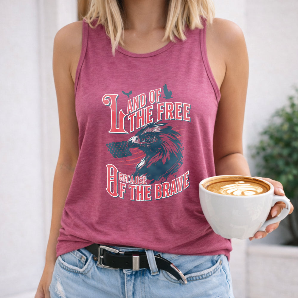 Land Of The Free Because Of The Brave Fourth Of July Women's Tank Top - product view