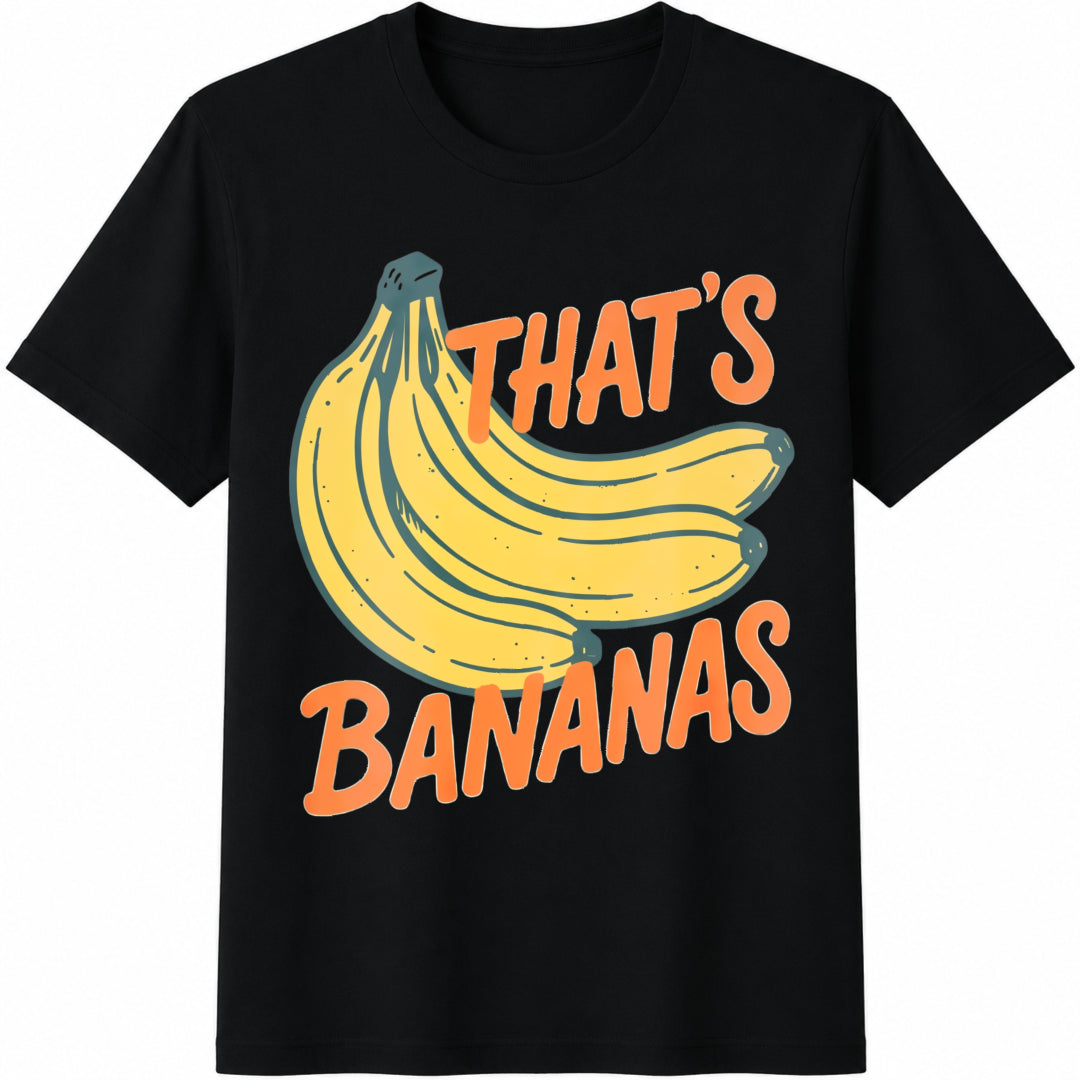 White - Fun Banana Decor Text Cotton T-Shirt - Black