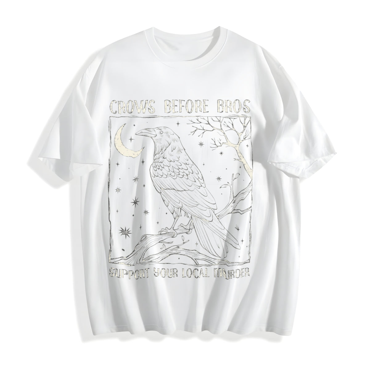 Funny Crows Before Bros Cotton T-Shirt - product view