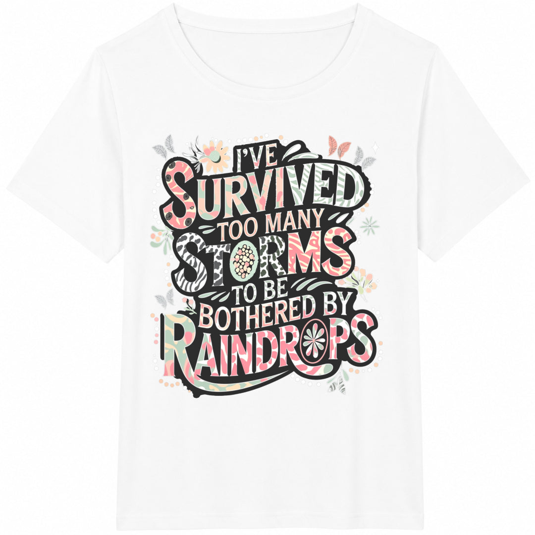 Motivational Quote With Floral & Butterfly Accents Patterned Cotton T-Shirt - product view