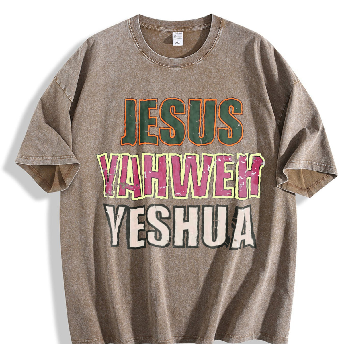 Jesus Yahweh Yeshua Religious Text Vintage Washed T-Shirt - product view