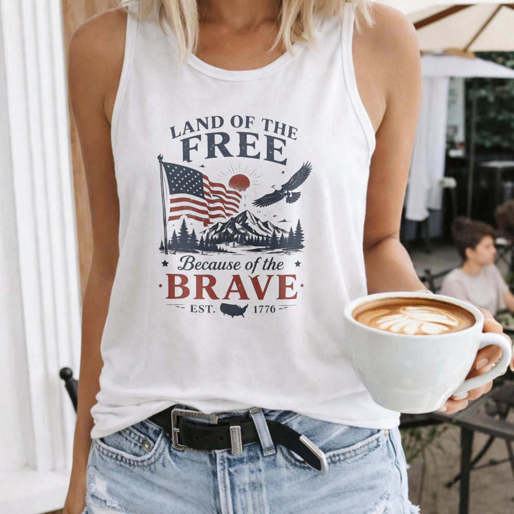 Land Of The Free Because Of The Brave USA Flag Women's Tank Top - product view