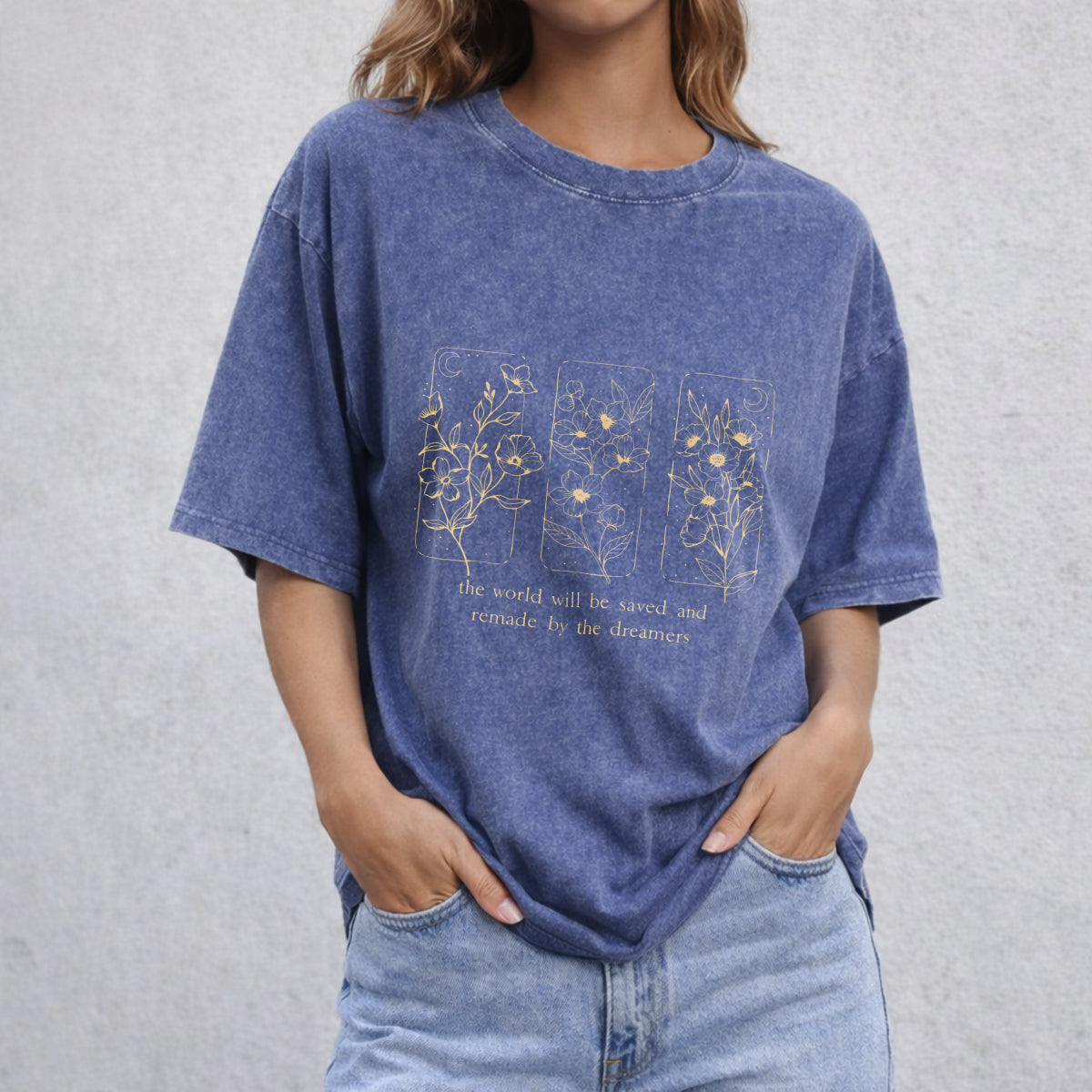 Throne Of Glass Flower Aelin Quote Vintage Washed T-Shirt - product view